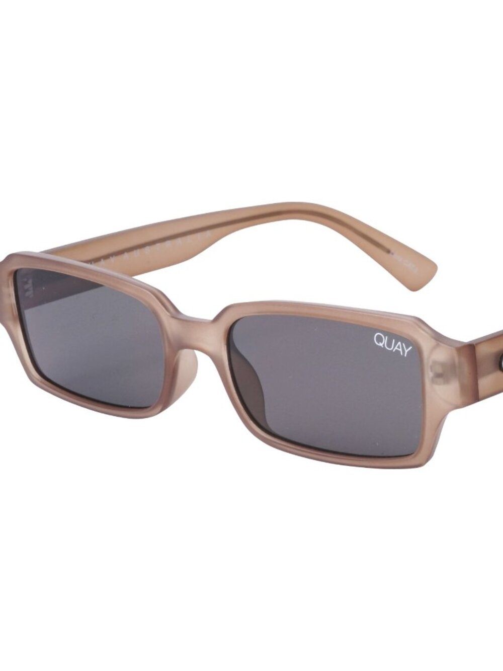 Quay Strange Love Rectangle Brown Smoke Tan Narrow Skinny Sunglasses